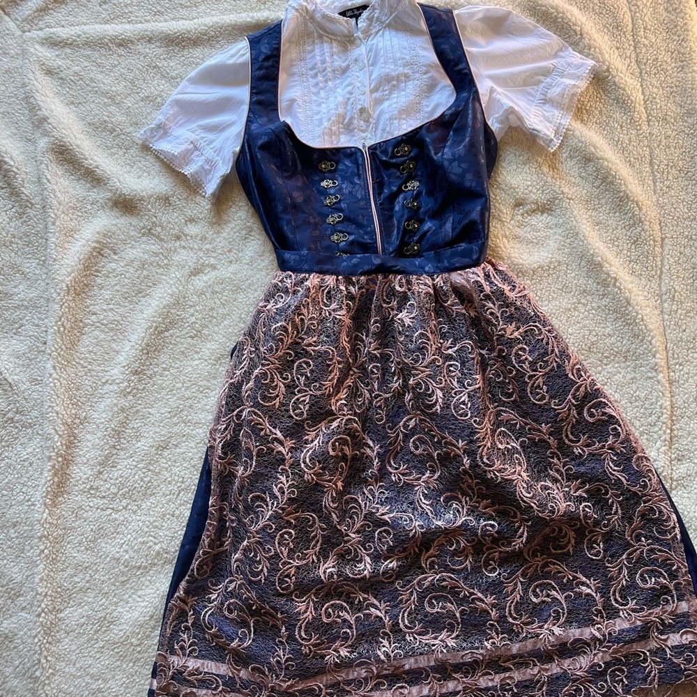 Ulla Popken Blue and Pink Lace Dress